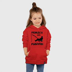 Толстовка детская хлопковая Рожден для рыбалки, цвет: красный — фото 2