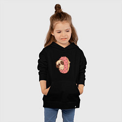 Толстовка детская хлопковая Мопс-пончик, цвет: черный — фото 2