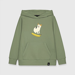 Толстовка детская хлопковая Cat no banana meme, цвет: авокадо