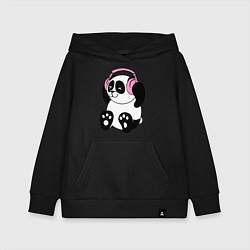 Толстовка детская хлопковая Panda in headphones панда в наушниках, цвет: черный