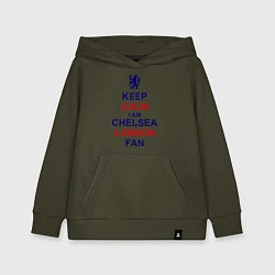 Толстовка детская хлопковая Keep Calm & Chelsea London fan, цвет: хаки