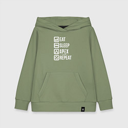 Толстовка детская хлопковая Eat, Sleep, Apex, Repeat, цвет: авокадо