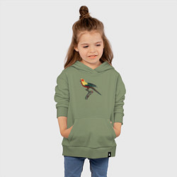 Толстовка детская хлопковая Попугай аратинга, цвет: авокадо — фото 2