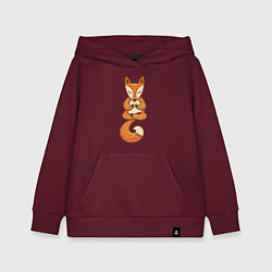 Детская толстовка-худи Лисенок занимается йогой