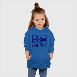 Толстовка детская хлопковая Shark fast food, цвет: синий — фото 2