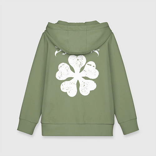 Детская толстовка-худи ЧЁРНЫЙ КЛЕВЕР НА СПИНЕ / Авокадо – фото 2