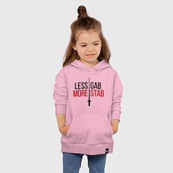 Толстовка детская хлопковая Less Gab, More Stab, цвет: светло-розовый — фото 2