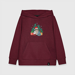 Толстовка детская хлопковая New Year Totoro, цвет: меланж-бордовый