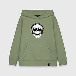 Толстовка детская хлопковая Skull Music lover, цвет: авокадо