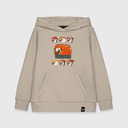 Детская толстовка-худи Мопс и роллы