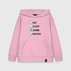 Детская толстовка-худи Eat Sleep Anime Repeat