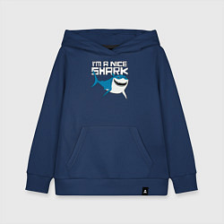 Толстовка детская хлопковая Im A Nice Shark, цвет: тёмно-синий