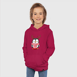 Толстовка детская хлопковая Пингвин в шарфике, цвет: маджента — фото 2