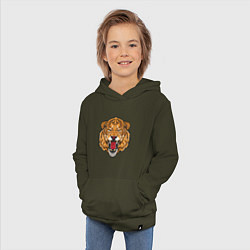 Толстовка детская хлопковая Голова льва, цвет: хаки — фото 2
