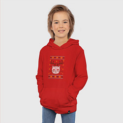 Толстовка детская хлопковая Рождественский свитер с котом, цвет: красный — фото 2
