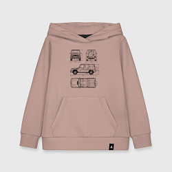 Толстовка детская хлопковая MERCEDES-BENZ G-CLASS СХЕМА, цвет: пыльно-розовый
