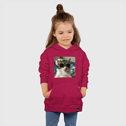Толстовка детская хлопковая Мем про кота, цвет: маджента — фото 2
