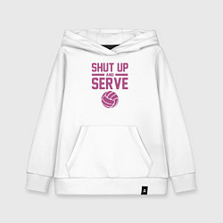 Толстовка детская хлопковая Shut Up And Serve, цвет: белый