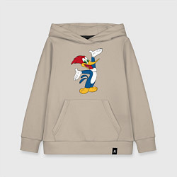 Детская толстовка-худи Дятел Вуди позирует