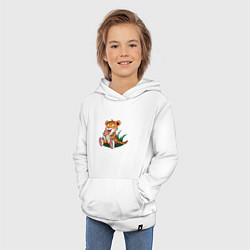 Толстовка детская хлопковая Тигр ест, цвет: белый — фото 2