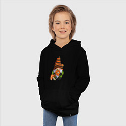 Толстовка детская хлопковая Гном с тыквой, цвет: черный — фото 2