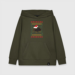 Толстовка детская хлопковая Рождественский свитер Жаба, цвет: хаки