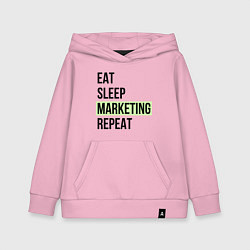 Толстовка детская хлопковая Eat Sleep Marketing Repeat, цвет: светло-розовый