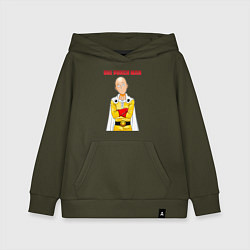 Толстовка детская хлопковая Сайтама безразличие One Punch-Man, цвет: хаки