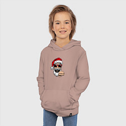 Толстовка детская хлопковая Bad Santa xmas Плохой Санта, цвет: пыльно-розовый — фото 2