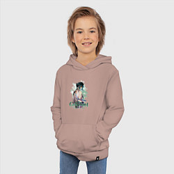 Толстовка детская хлопковая Сяо Xiao Genshin Impact, цвет: пыльно-розовый — фото 2