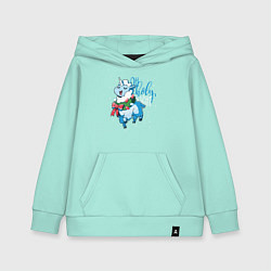Толстовка детская хлопковая Llama Oh holy night, цвет: мятный