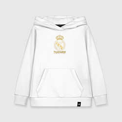 Толстовка детская хлопковая Real Madrid gold logo, цвет: белый