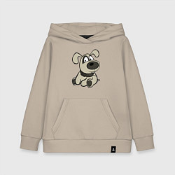 Детская толстовка-худи Щенок глазастый бежевый
