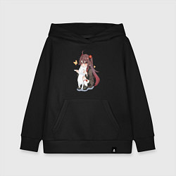 Детская толстовка-худи ХУ ТАО И БЕЛЫЙ КОТИК