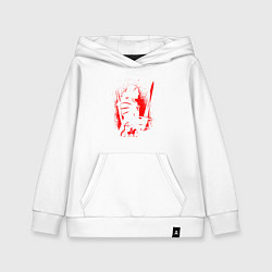 Толстовка детская хлопковая ВЕДЬМАК И ПЛОТВА, РУНЫ, БРЫЗГИ КРАСОК, цвет: белый