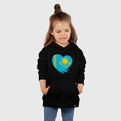 Толстовка детская хлопковая Сердце - Казахстан, цвет: черный — фото 2