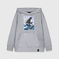 Толстовка детская хлопковая Godzilla in The Waves Eastern, цвет: меланж