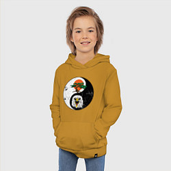 Толстовка детская хлопковая Кобра Кай баланс Мияги до и орлиный клык, цвет: горчичный — фото 2