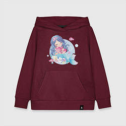 Толстовка детская хлопковая Красивая русалочка с рыбками Детский стиль, цвет: меланж-бордовый