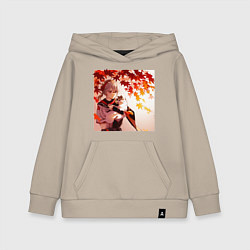 Детская толстовка-худи Каэдэхара Кадзуха с котенком Геншин Импакт