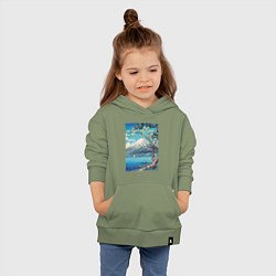 Толстовка детская хлопковая Mount Fuji from Lake Yamanaka Гора Фудзи, цвет: авокадо — фото 2
