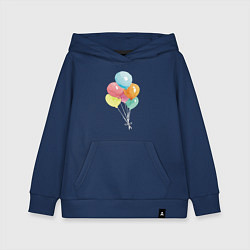 Толстовка детская хлопковая Акварельные воздушные шары, цвет: тёмно-синий