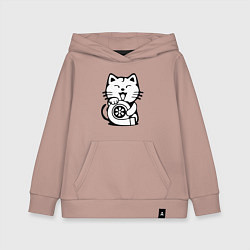 Толстовка детская хлопковая JDM Cat & Engine Japan, цвет: пыльно-розовый