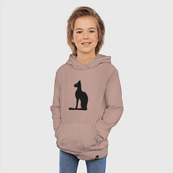 Толстовка детская хлопковая Силуэт черной кошки, Египетская богиня Бастет, цвет: пыльно-розовый — фото 2