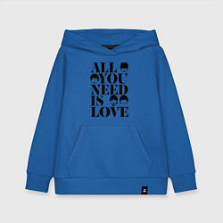 Толстовка детская хлопковая ALL YOU NEED IS LOVE THE BEATLES, цвет: синий
