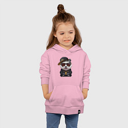 Толстовка детская хлопковая Крутой панда в тёмных очках, цвет: светло-розовый — фото 2