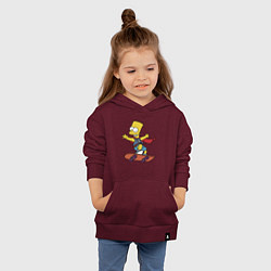 Толстовка детская хлопковая Барт Симпсон - крутой скейтер, цвет: меланж-бордовый — фото 2