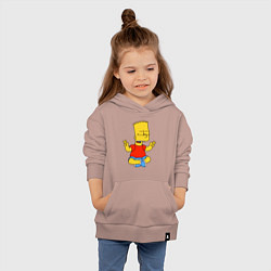 Толстовка детская хлопковая Барт Симпсон - сидит со скрещенными пальцами, цвет: пыльно-розовый — фото 2
