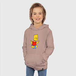 Толстовка детская хлопковая Барт Симпсон - сидит со скрещенными пальцами, цвет: пыльно-розовый — фото 2