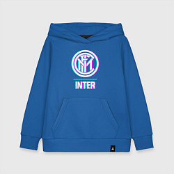 Толстовка детская хлопковая Inter FC в стиле glitch, цвет: синий